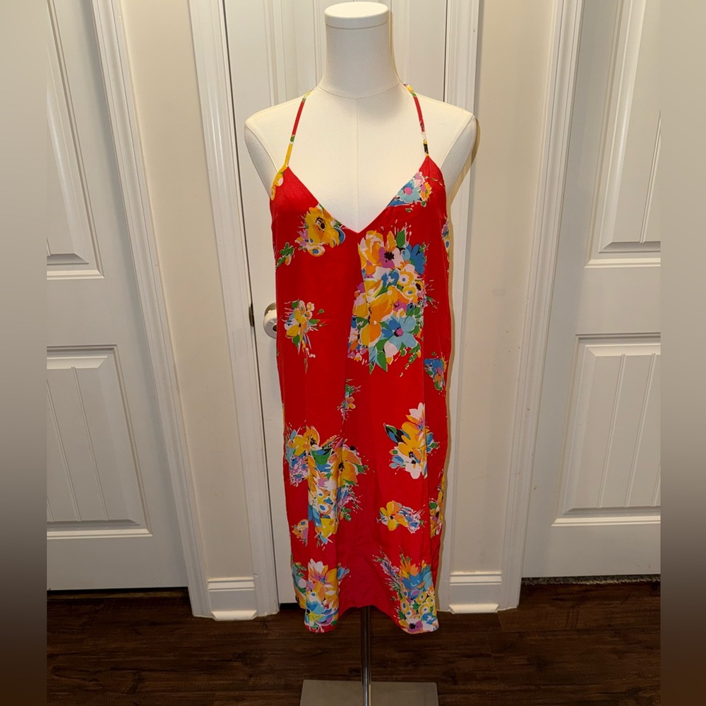 Polo Ralph Lauren Red Floral Silk Slip Dress